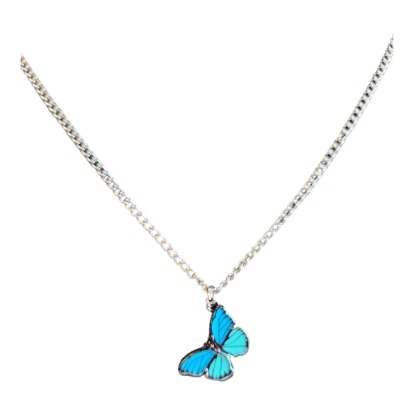 Silver Tone Butterfly Pendant Necklace - Picture 7 of 11